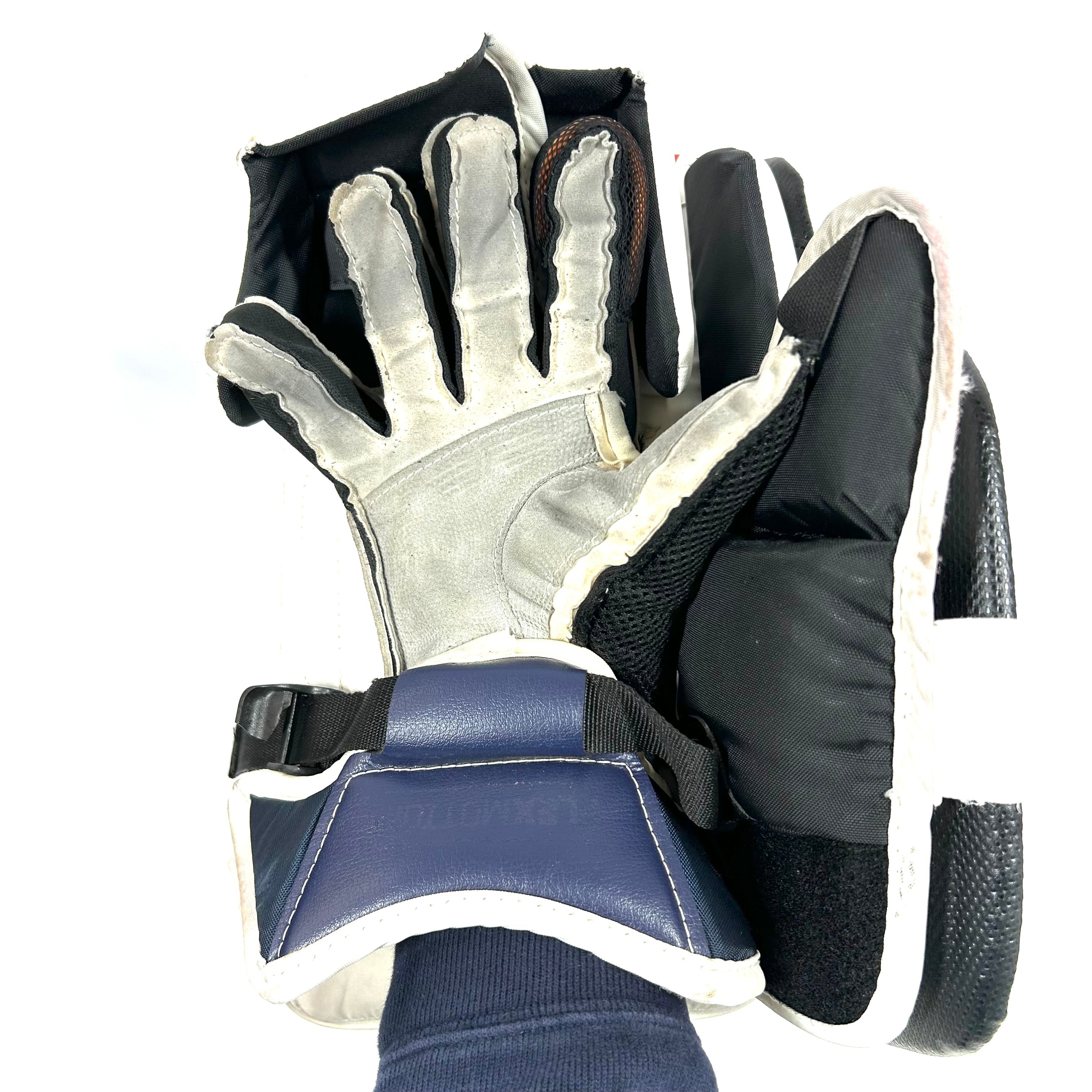 CCM Extreme Flex 6 - Ensemble complet de gardien de but senior AHL Pro Stock d'occasion (blanc/rouge/bleu)